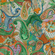 Cotton Voile - Green and Orange Paisley - Dragonfly Inn Print - Mood Exclusive Gisele Collection