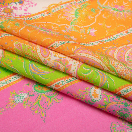 Cotton Voile Panel - Paisley Stripes and Squares - Cypress Daydreams Print - Mood Exclusive Gisele Collection