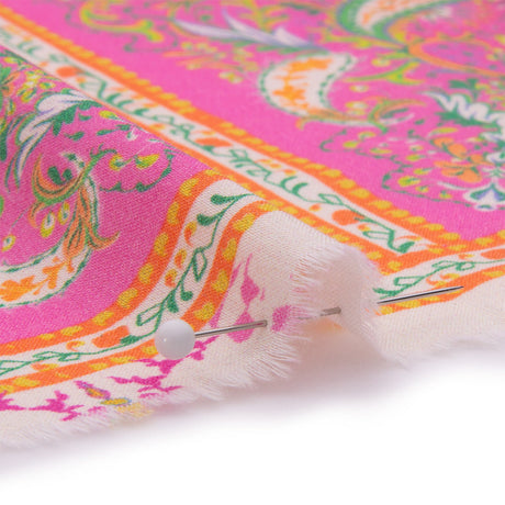 Cotton Voile Panel - Paisley Stripes and Squares - Cypress Daydreams Print - Mood Exclusive Gisele Collection