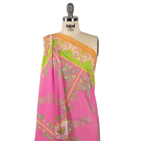 Cotton Voile Panel - Paisley Stripes and Squares - Cypress Daydreams Print - Mood Exclusive Gisele Collection