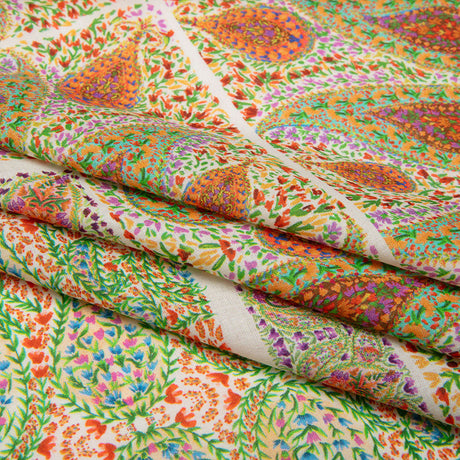 Cotton Voile Panel - Cream Paisley Squares - Laputa's Groundkeeper Print - Mood Exclusive Gisele Collection