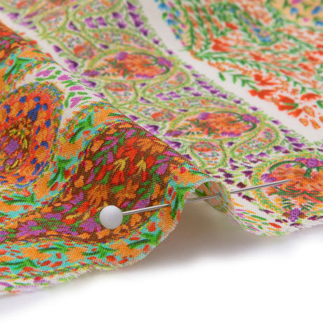 Cotton Voile Panel - Cream Paisley Squares - Laputa's Groundkeeper Print - Mood Exclusive Gisele Collection