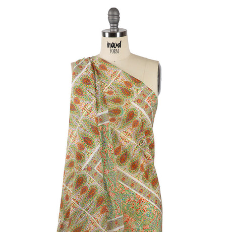 Cotton Voile Panel - Cream Paisley Squares - Laputa's Groundkeeper Print - Mood Exclusive Gisele Collection