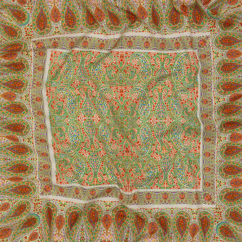 Cotton Voile Panel - Cream Paisley Squares - Laputa's Groundkeeper Print - Mood Exclusive Gisele Collection