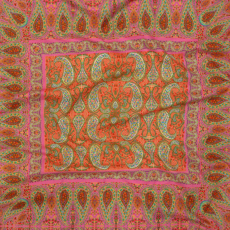 Cotton Voile Panel - Pink Paisley Squares - Laputa's Groundkeeper Print - Mood Exclusive Gisele Collection