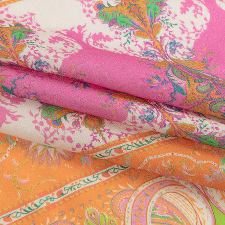 Sustainable Viscose Crepe Panel - Paisley Stripes and Squares - Cypress Daydreams Print - Mood Exclusive Gisele Collection