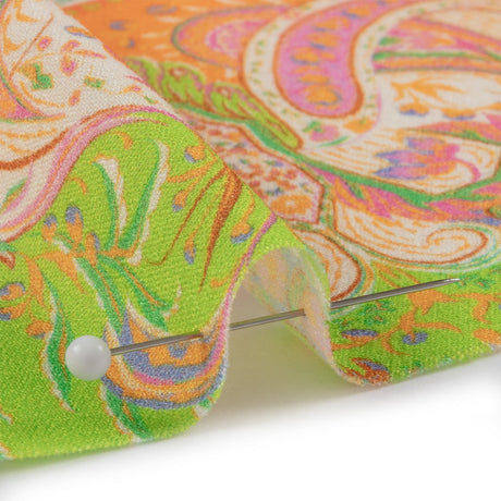 Sustainable Viscose Crepe Panel - Paisley Stripes and Squares - Cypress Daydreams Print - Mood Exclusive Gisele Collection