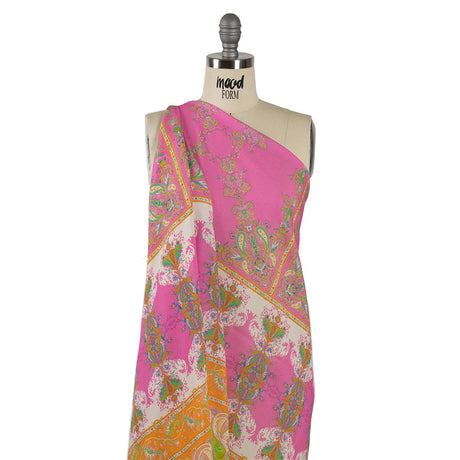 Sustainable Viscose Crepe Panel - Paisley Stripes and Squares - Cypress Daydreams Print - Mood Exclusive Gisele Collection