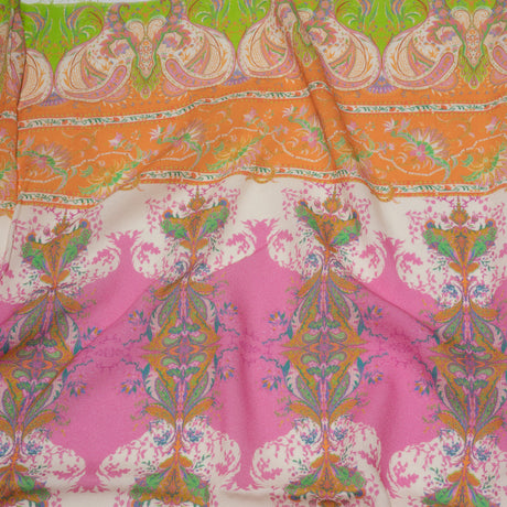 Sustainable Viscose Crepe Panel - Paisley Stripes and Squares - Cypress Daydreams Print - Mood Exclusive Gisele Collection