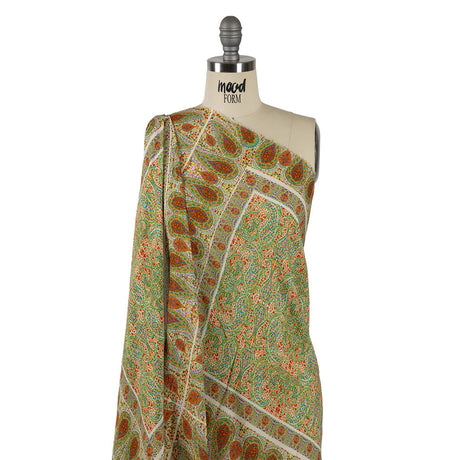 Sustainable Viscose Crepe Panel - Cream Paisley Squares - Laputa's Groundkeeper Print - Mood Exclusive Gisele Collection