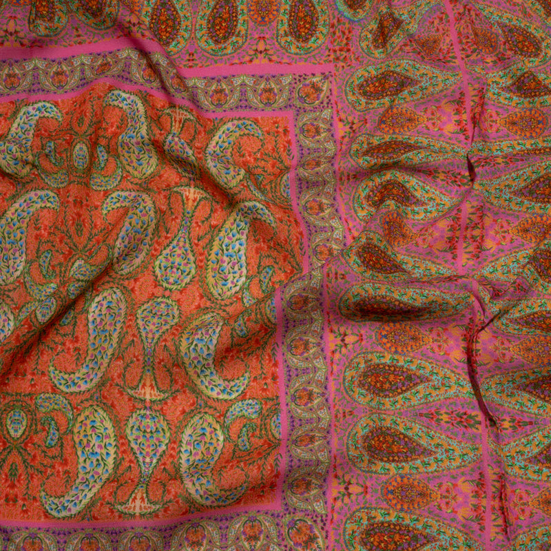 Sustainable Viscose Crepe Panel - Pink Paisley Squares - Laputa's Groundkeeper Print - Mood Exclusive Gisele Collection