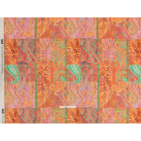 Viscose and Linen Woven - Orange Patchwork Paisley - Pastel Patina Print - Mood Exclusive Gisele Collection