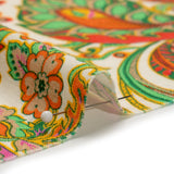 Viscose and Linen Woven - White Floral Paisley Stripes - Locust Lily Print - Mood Exclusive Gisele Collection