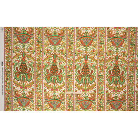 Viscose and Linen Woven - White Floral Paisley Stripes - Locust Lily Print - Mood Exclusive Gisele Collection