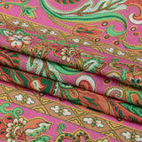 Viscose and Linen Woven - Pink Floral Paisley Stripes - Locust Lily Print - Mood Exclusive Gisele Collection