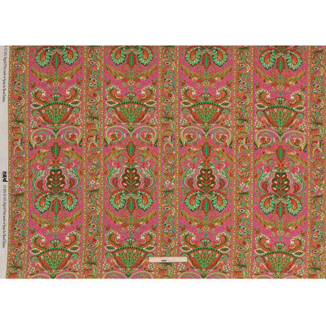 Viscose and Linen Woven - Pink Floral Paisley Stripes - Locust Lily Print - Mood Exclusive Gisele Collection