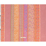 Viscose and Linen Woven - Pink and Orange Floral Stripes - Darling Clementine Print - Mood Exclusive Gisele Collection