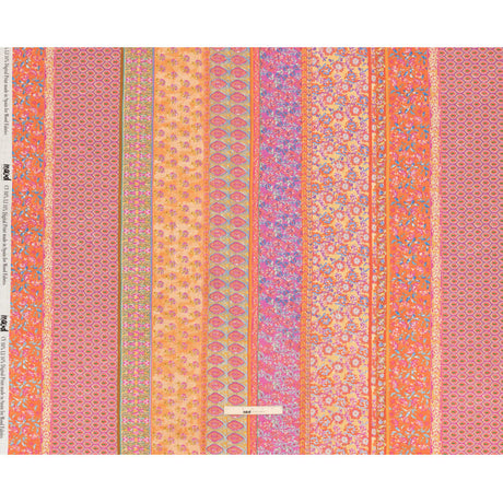 Viscose and Linen Woven - Pink and Orange Floral Stripes - Darling Clementine Print - Mood Exclusive Gisele Collection