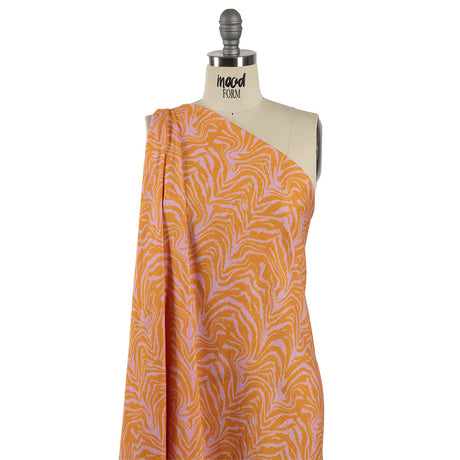 Viscose and Linen Woven - Pink and Orange Animal Stripes - Saffron River Print - Mood Exclusive Gisele Collection