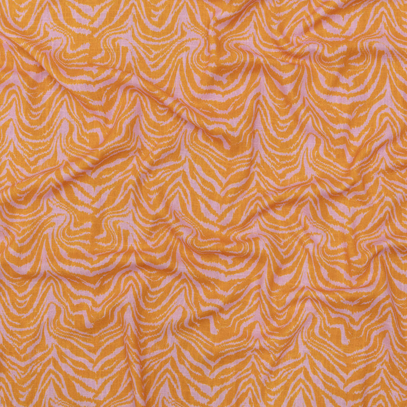 Viscose and Linen Woven - Pink and Orange Animal Stripes - Saffron River Print - Mood Exclusive Gisele Collection