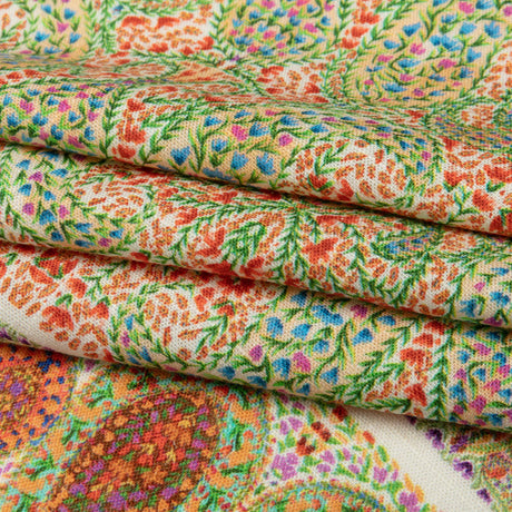 Viscose and Linen Woven Panel - Cream Paisley Squares - Laputa's Groundkeeper Print - Mood Exclusive Gisele Collection