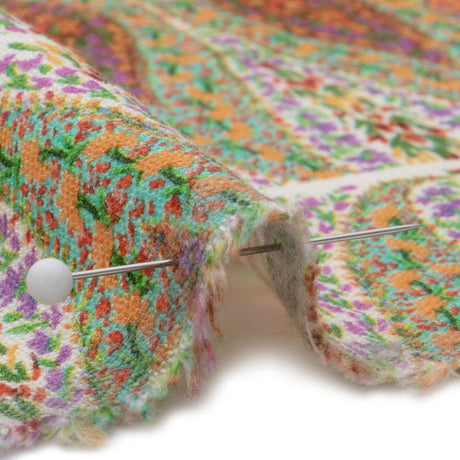 Viscose and Linen Woven Panel - Cream Paisley Squares - Laputa's Groundkeeper Print - Mood Exclusive Gisele Collection