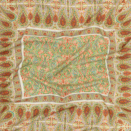 Viscose and Linen Woven Panel - Cream Paisley Squares - Laputa's Groundkeeper Print - Mood Exclusive Gisele Collection