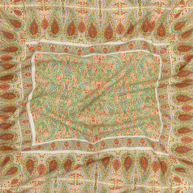 Viscose and Linen Woven Panel - Cream Paisley Squares - Laputa's Groundkeeper Print - Mood Exclusive Gisele Collection