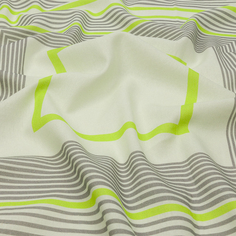 Linen and Rayon Woven Panel - Gray and Lime Concentric Squares - On the Rocks Print - Mood Exclusive Palm Beach Collection