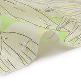 Linen and Rayon Woven - White and Pale Green Leaves - Under the Boardwalk Print - Mood Exclusive Palm Beach Collection