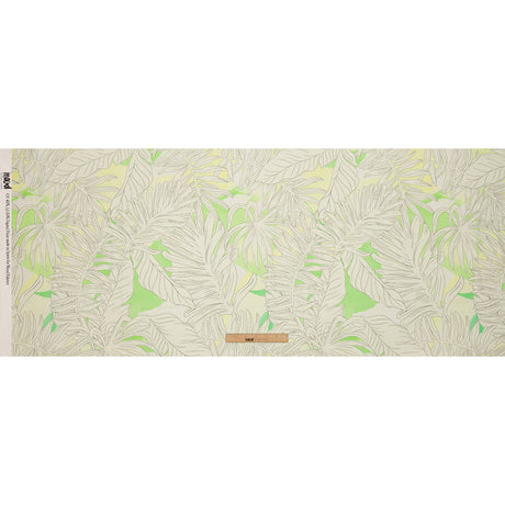 Linen and Rayon Woven - White and Pale Green Leaves - Under the Boardwalk Print - Mood Exclusive Palm Beach Collection