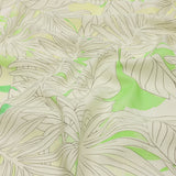 Linen and Rayon Woven - White and Pale Green Leaves - Under the Boardwalk Print - Mood Exclusive Palm Beach Collection