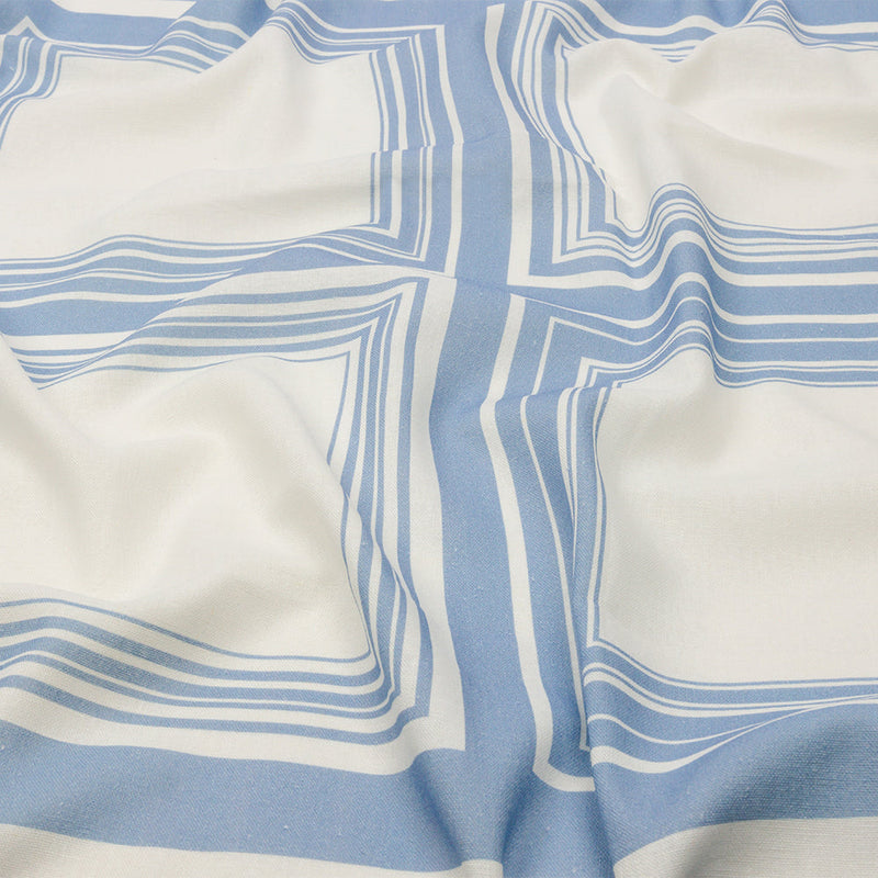 Linen and Rayon Woven Panel - Light Blue and White Squares - Sail Away Print - Mood Exclusive Palm Beach Collection
