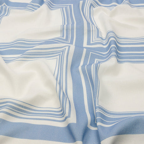 Linen and Rayon Woven Panel - Light Blue and White Squares - Sail Away Print - Mood Exclusive Palm Beach Collection
