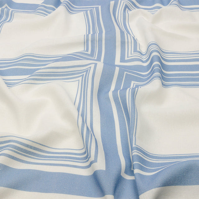 Linen and Rayon Woven Panel - Light Blue and White Squares - Sail Away Print - Mood Exclusive Palm Beach Collection
