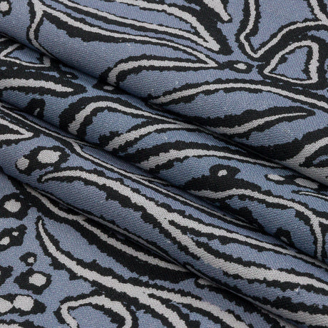 Linen and Rayon Woven - Blue Gray Leaves - Bora Bungalow Print - Mood Exclusive Palm Beach Collection