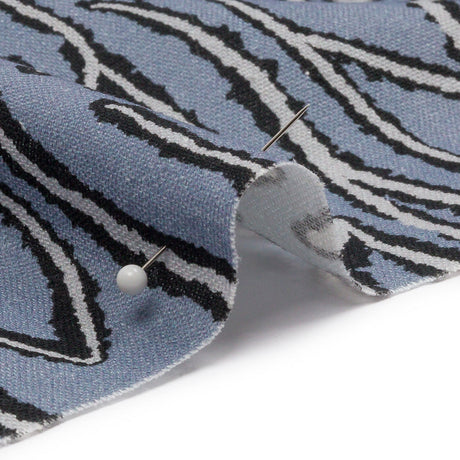 Linen and Rayon Woven - Blue Gray Leaves - Bora Bungalow Print - Mood Exclusive Palm Beach Collection