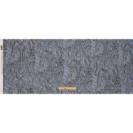 Linen and Rayon Woven - Blue Gray Leaves - Bora Bungalow Print - Mood Exclusive Palm Beach Collection