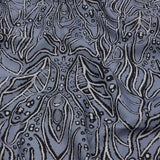 Linen and Rayon Woven - Blue Gray Leaves - Bora Bungalow Print - Mood Exclusive Palm Beach Collection