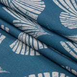 Linen and Rayon Woven - Sky Blue Palm Fans - Paradise Palms Print - Mood Exclusive Palm Beach Collection
