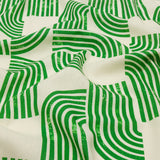 Linen and Rayon Woven - Green Geometric Arches - Submarine Dream Print - Mood Exclusive Palm Beach Collection