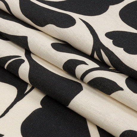 Linen and Rayon Woven - Black and White Leaf Silhouettes - Haute Havana Print - Mood Exclusive Palm Beach Collection