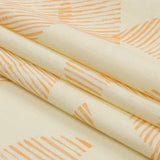 Linen and Rayon Woven - White and Orange Striped Circles - Island In The Sun Print - Mood Exclusive Palm Beach Collection