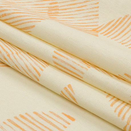 Linen and Rayon Woven - White and Orange Striped Circles - Island In The Sun Print - Mood Exclusive Palm Beach Collection