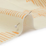 Linen and Rayon Woven - White and Orange Striped Circles - Island In The Sun Print - Mood Exclusive Palm Beach Collection