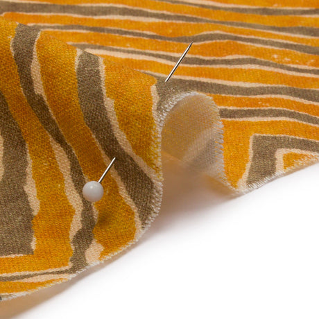 Linen and Rayon Woven - Taupe and Orange Painterly Chevrons - August Attitude Print - Mood Exclusive Palm Beach Collection