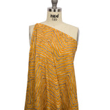 Linen and Rayon Woven - Taupe and Orange Painterly Chevrons - August Attitude Print - Mood Exclusive Palm Beach Collection