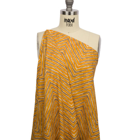 Linen and Rayon Woven - Taupe and Orange Painterly Chevrons - August Attitude Print - Mood Exclusive Palm Beach Collection