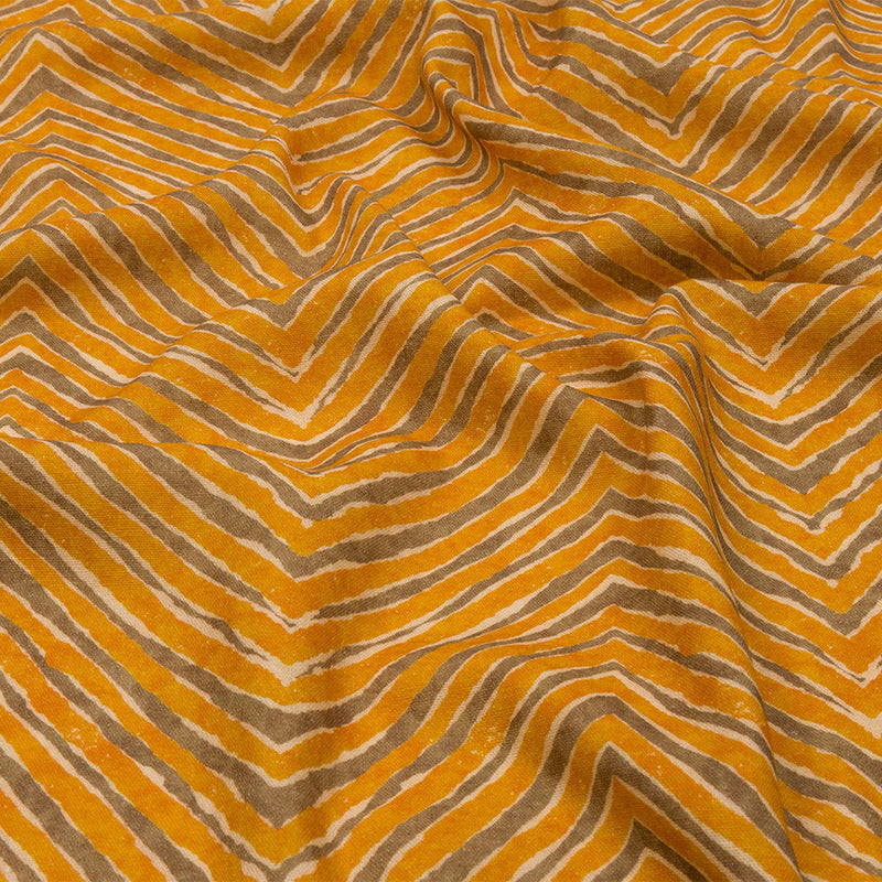 Linen and Rayon Woven - Taupe and Orange Painterly Chevrons - August Attitude Print - Mood Exclusive Palm Beach Collection