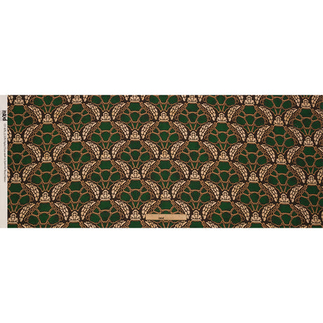 Linen and Rayon Woven - Green and Brown Abstracted Turtles - Turtle Cove Print - Mood Exclusive Palm Beach Collection